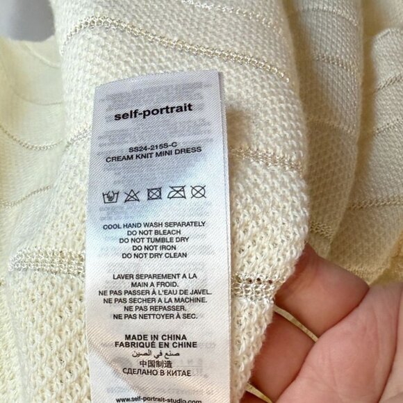 Self Portrait White Cream Knit Mini Dress - Size L - Picture 8 of 9